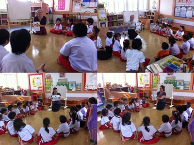 Students participating in an ESL English language class