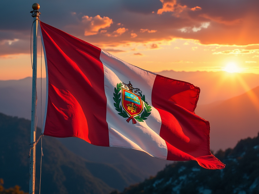 flag of peru at sunrise