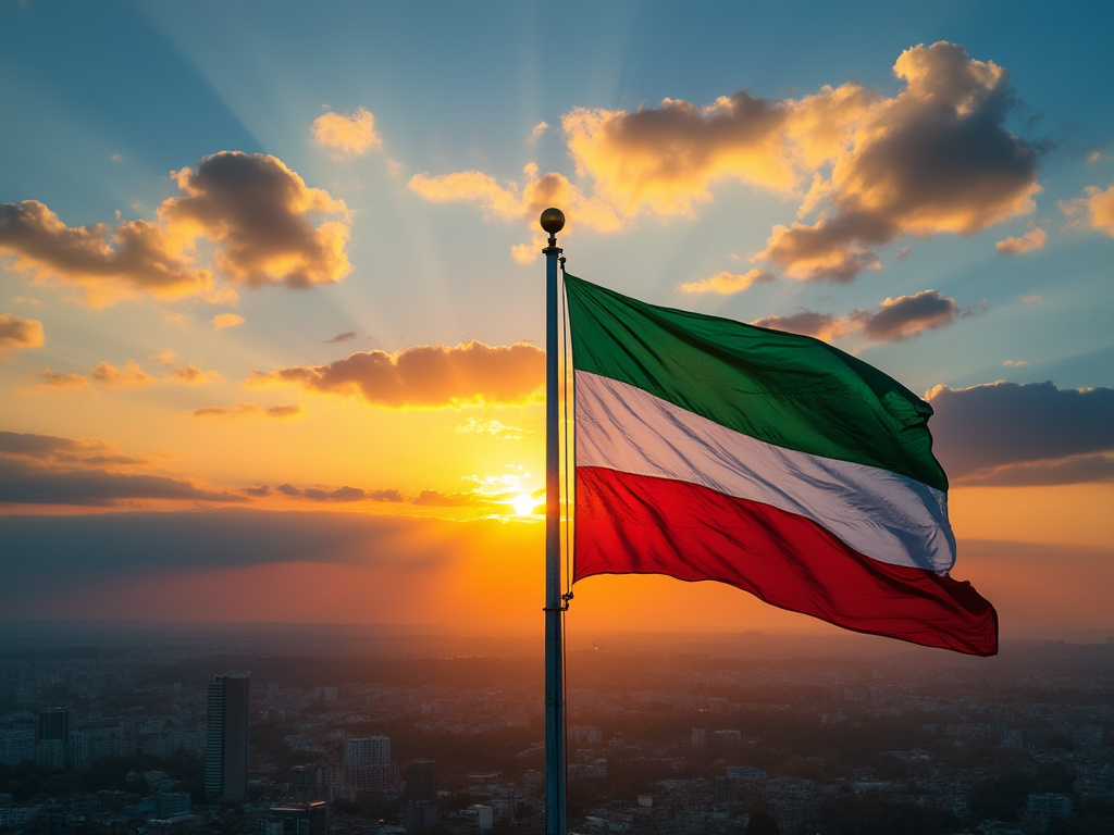 flag of lithuania at sunrise