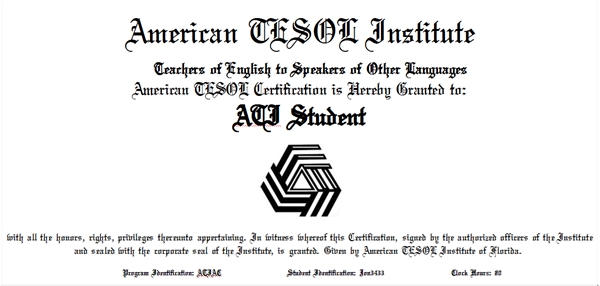 American TESOL Certificate 2013