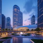 the Century Global Center next to skyscrapers