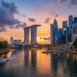 city of signapore at sunset