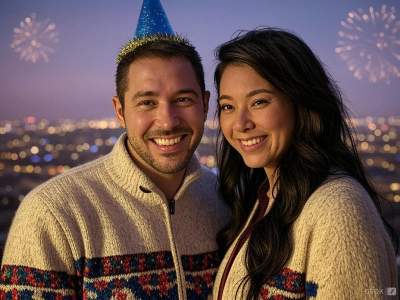 Happy Couple Celebrating New Years