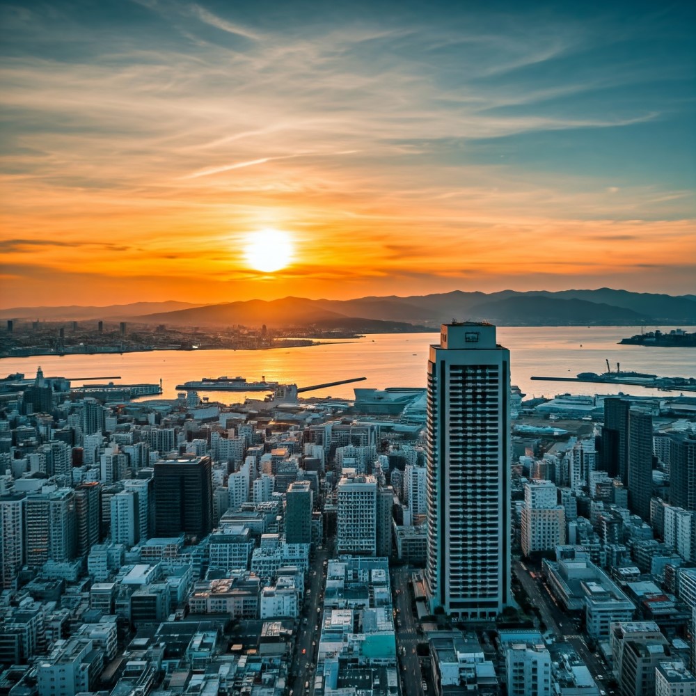 Kobe, Japan at sunrise