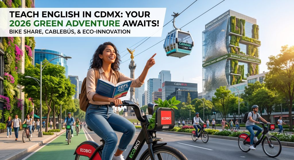 woman riding a bike going to work teaching english AI generated