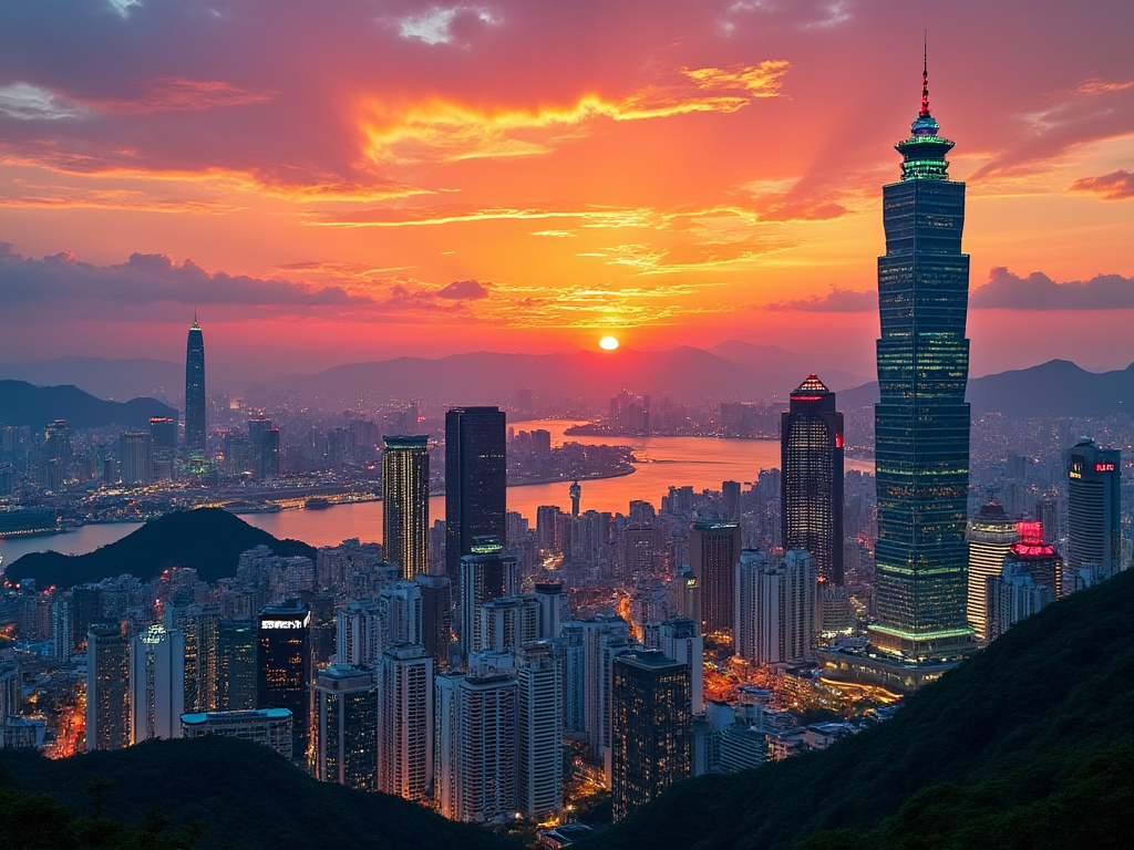 picture of Taipei at sunset