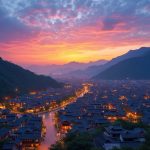 Anji, China at Sunrise