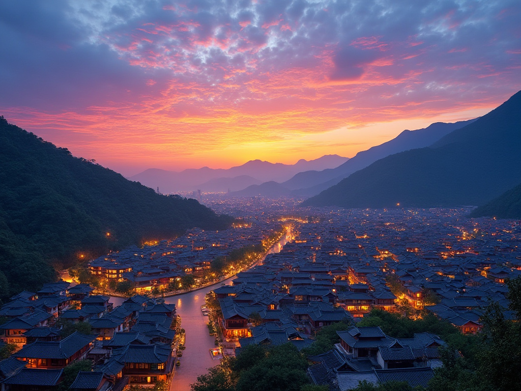 Anji, China at Sunrise