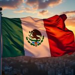 flag of mexico at sunrise