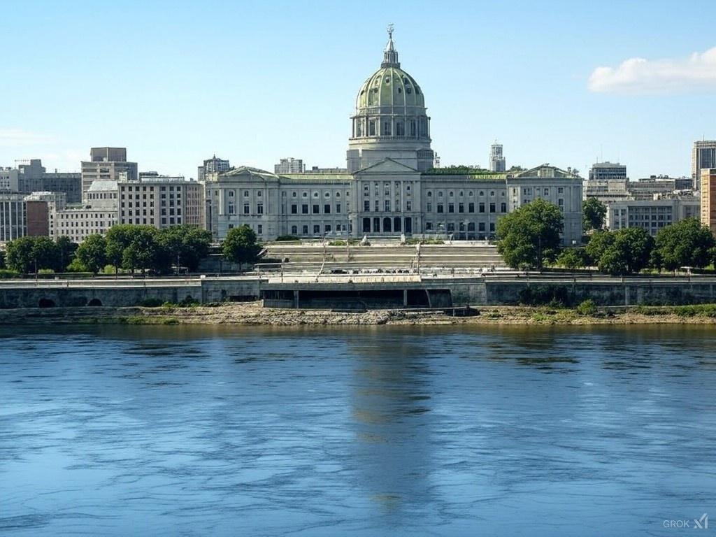 View of Pennsylvania state capitol building.