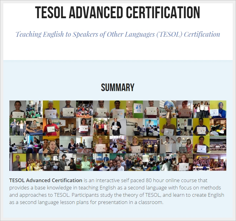 #TESOL Advanced Certification Catalog