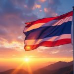 flag of thailand at sunset