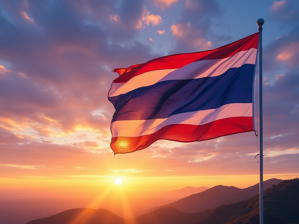 flag of thailand at sunset