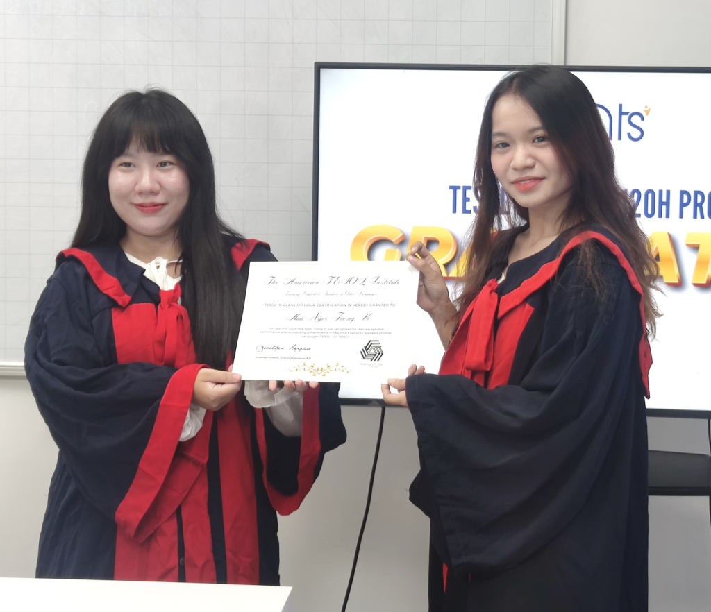 2 tesol teachers mutally holding one certificate