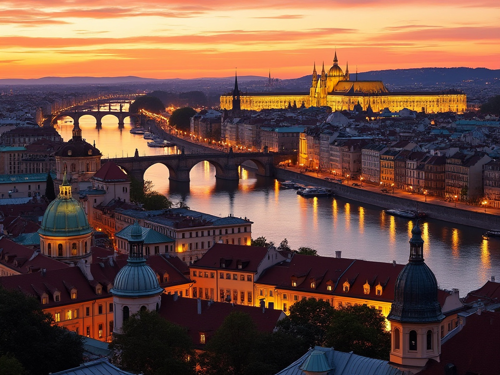 Prague at sunset