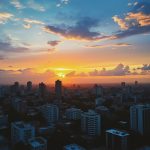 Managua city at sunset