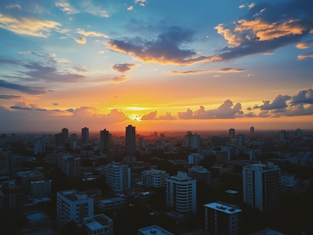 Managua city at sunset