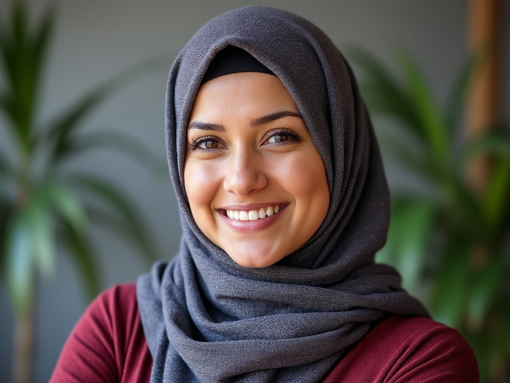 Female English teacher wearing a hijab.