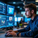 teacher looking at 7 different screens