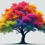 tree with rainbow colored leaves