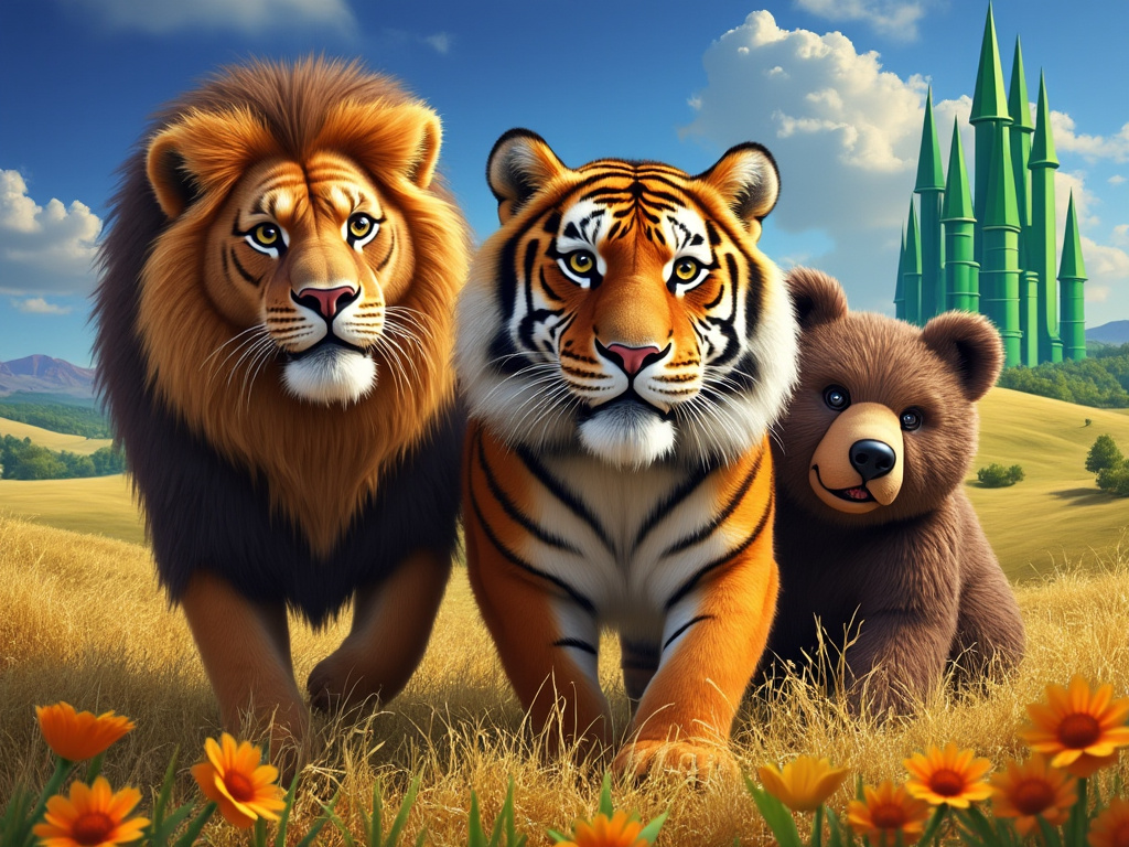 Lion, tiger, and bear