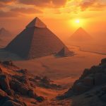 Egyptian pyramids at sunrise