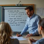 teacher writing in class