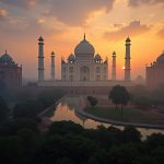 sunrise in Agra, Uttar Pradesh, India