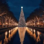 Christmas tree on lake