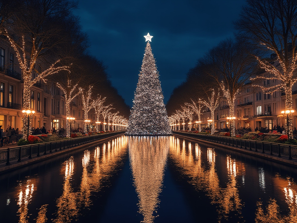 Christmas tree on lake