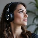 woman wearing headphones