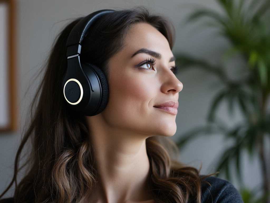 woman wearing headphones