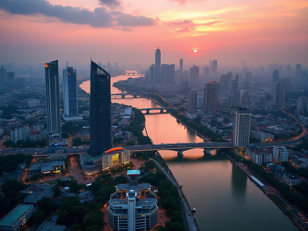 Sunrise in Ho Chi Ming city vietnam