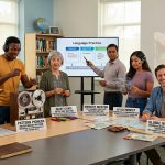 7 English teachers in a classroom.