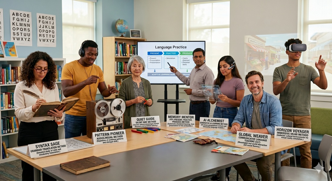 7 English teachers in a classroom.