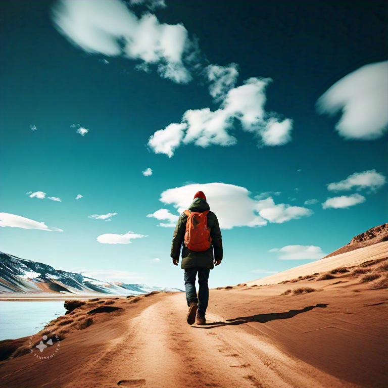 person walking alone in wilderness
